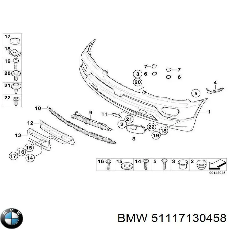 51117130458 BMW Grelha direita do pára-choque dianteiro