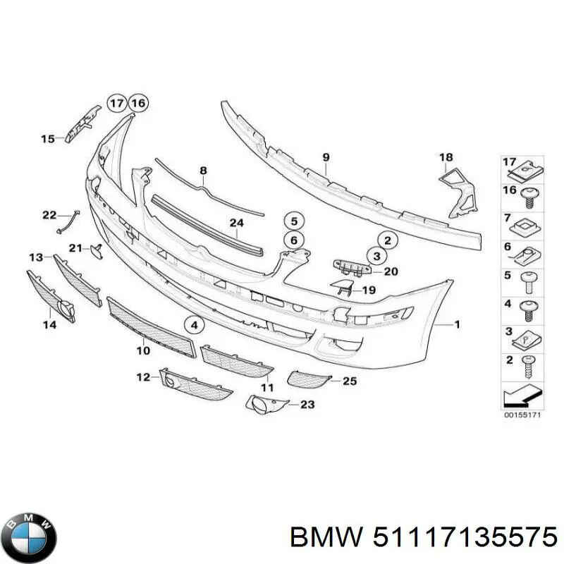 51117135575 BMW Consola do pára-choque dianteiro esquerdo