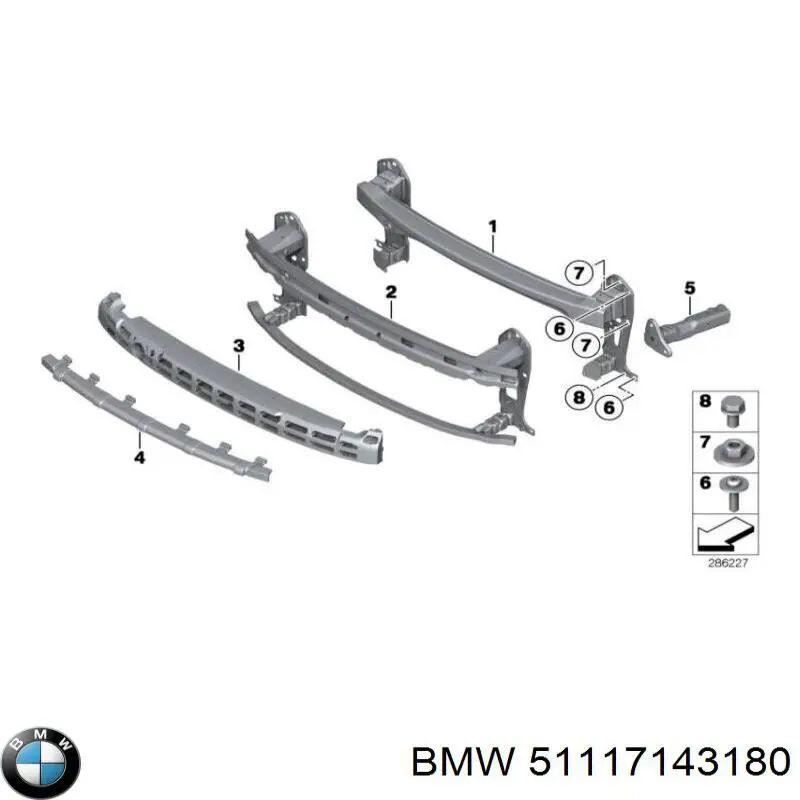 51117143180 BMW Reforçador do pára-choque dianteiro