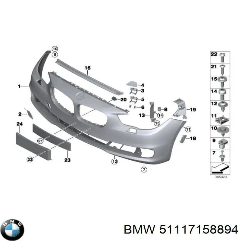 Compre 51117158894 BMW Consola do pára-choque dianteiro direito
