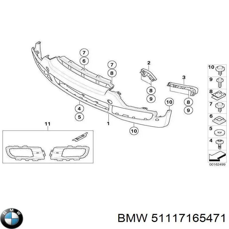 Consola do pára-choque dianteiro esquerdo 51127165471 BMW