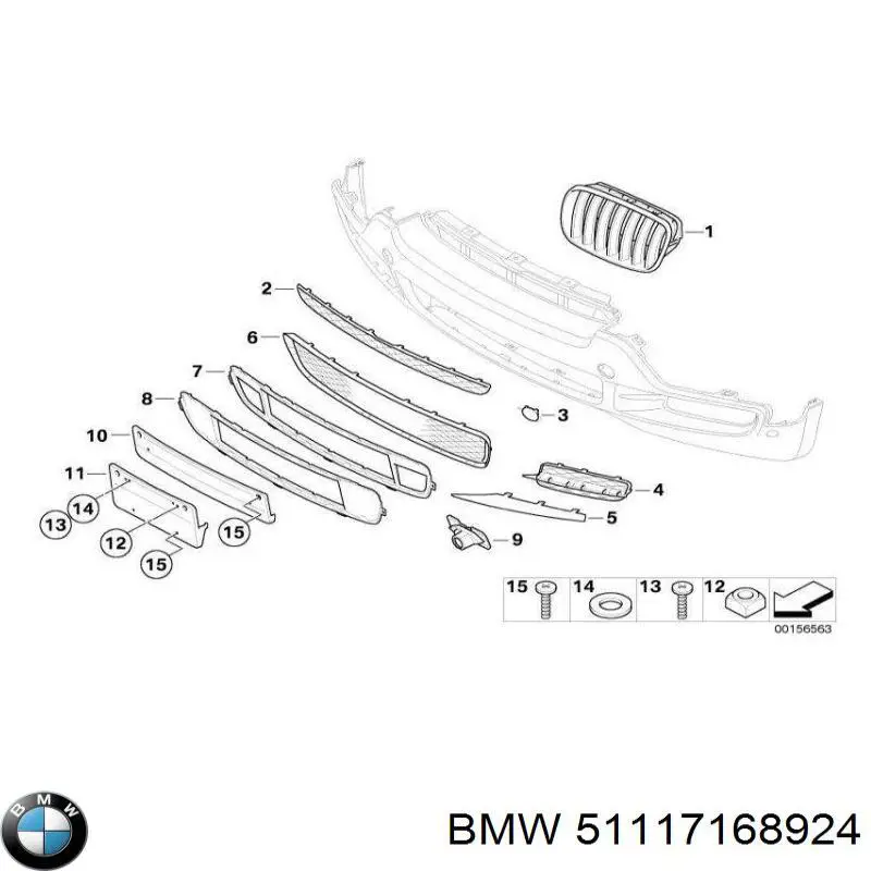 Moldura direita de grelha do pára-choque dianteiro BMW 51117168924 preço, a partir de 25,28 USD