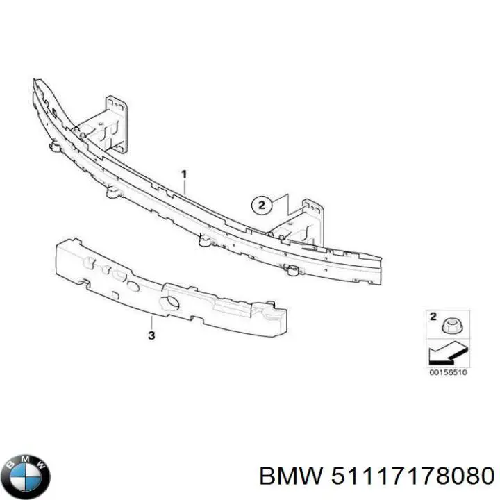 Compre 51117178080 BMW Reforçador do pára-choque dianteiro