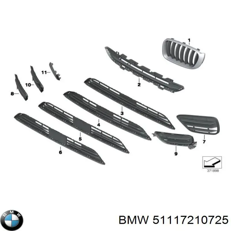 Grelha do radiador esquerda BMW 51117210725 preço, a partir de 59,17 USD