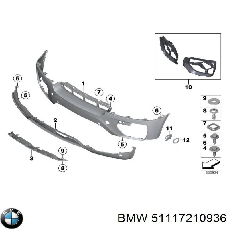 51117210936 BMW Consola (adaptador) de fixação das luzes dianteiras