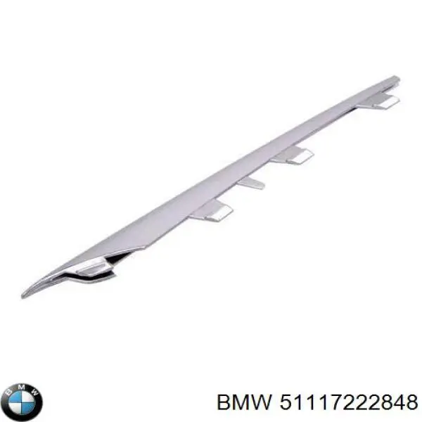 51117222848 BMW Moldura direita de grelha do pára-choque dianteiro