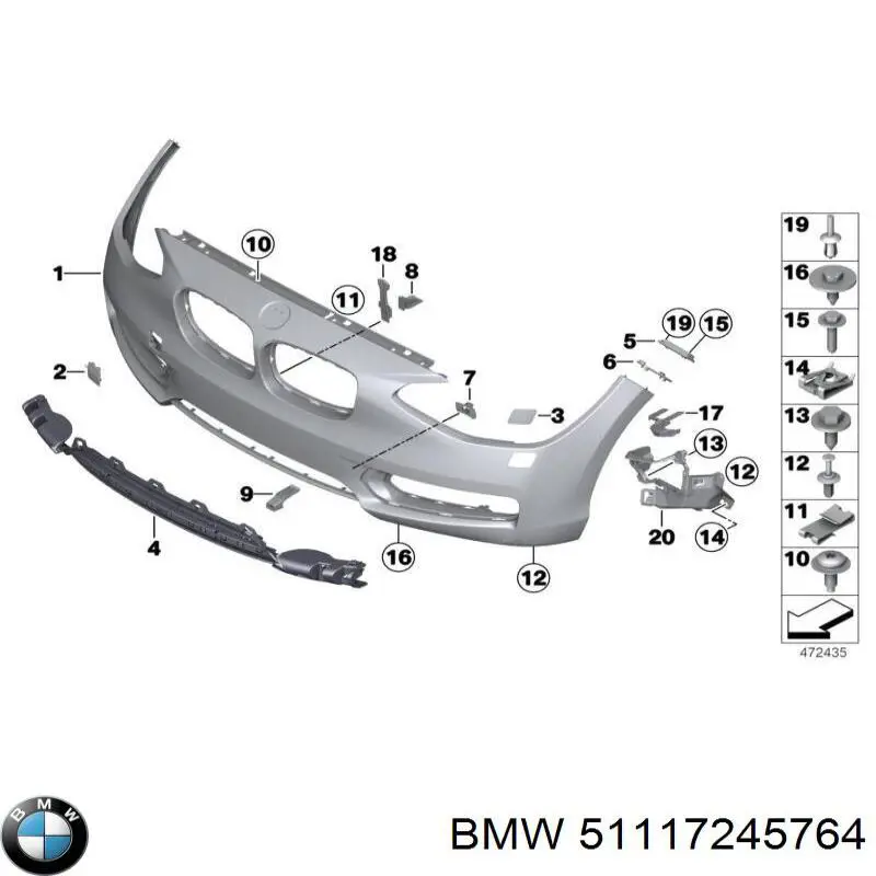 Guia do pára-choque dianteiro direito BMW 51117245764 preço, a partir de 11,60 USD