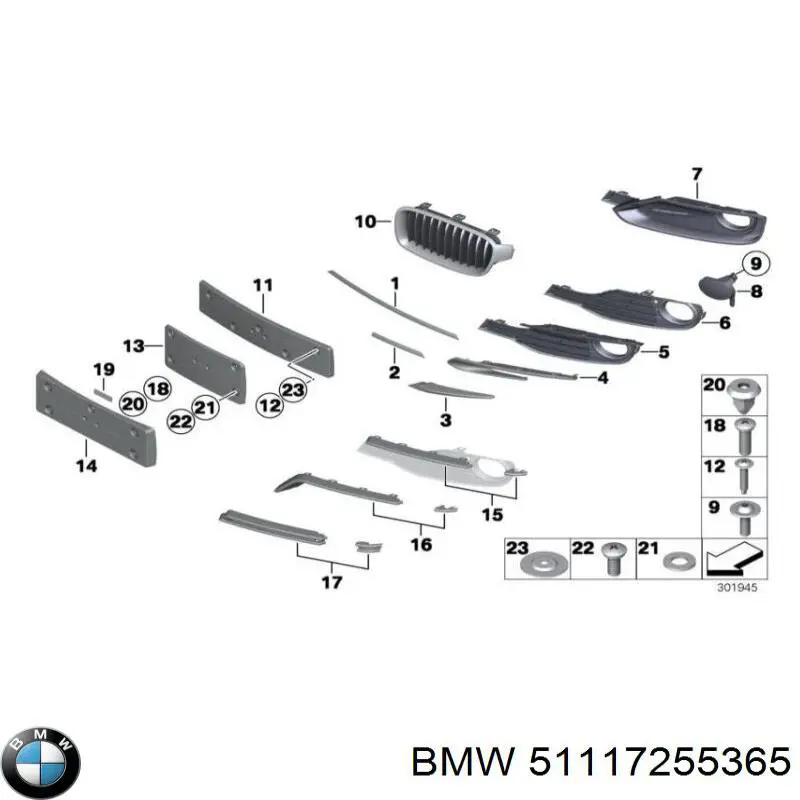 Grelha esquerda do pára-choque dianteiro BMW 51117255365 preço, a partir de 25,36 USD