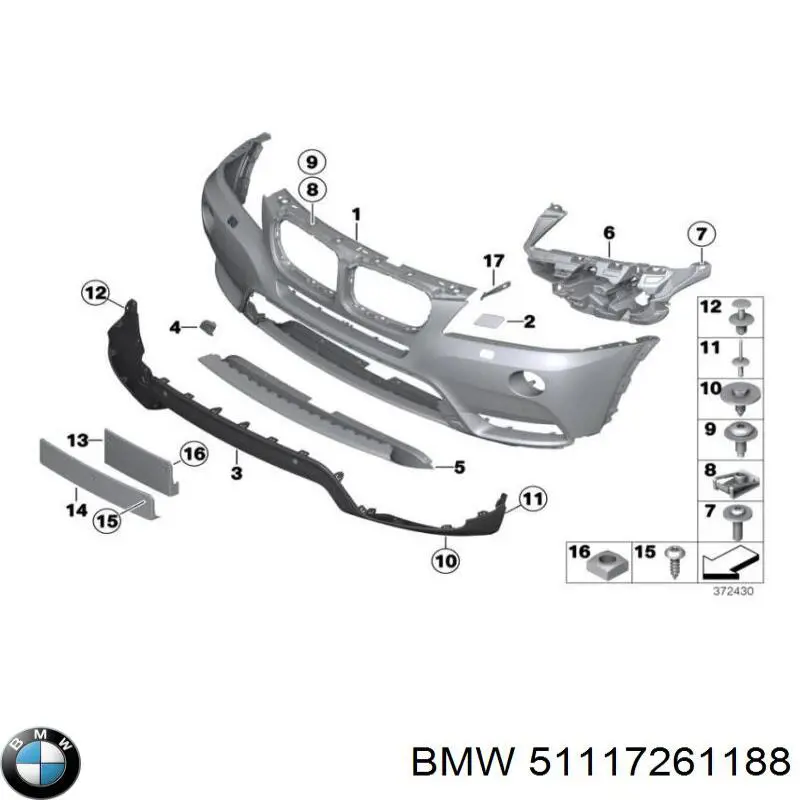 Pára-choque dianteiro BMW 51117261188 preço, a partir de 109,58 USD