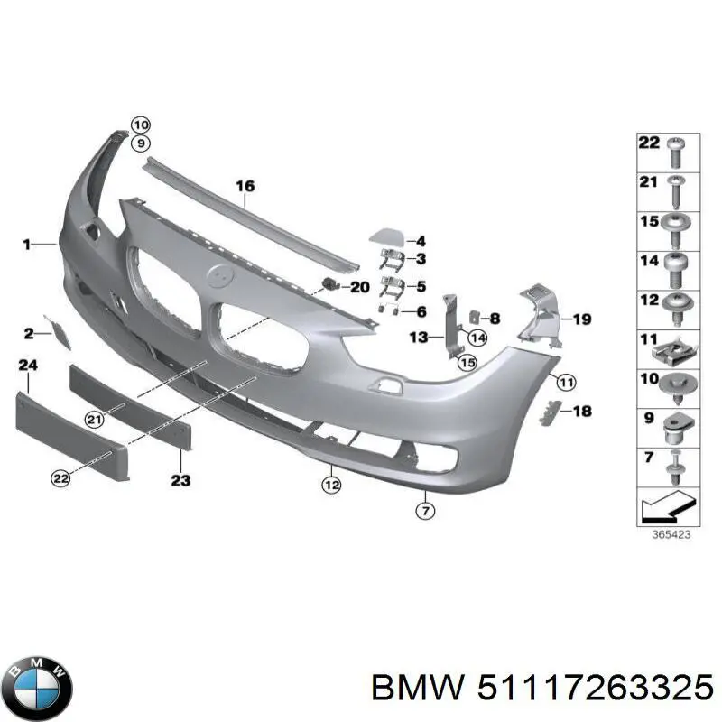 51117263325 BMW Consola do pára-choque dianteiro