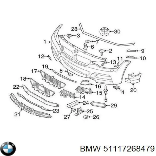 51117268479 BMW Consola externa do pára-choque dianteiro