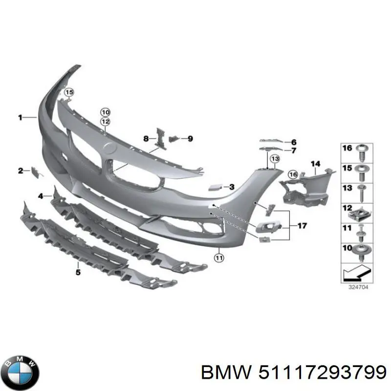 51117293799 BMW Consola de fixação das luzes de nevoeiro esquerdas