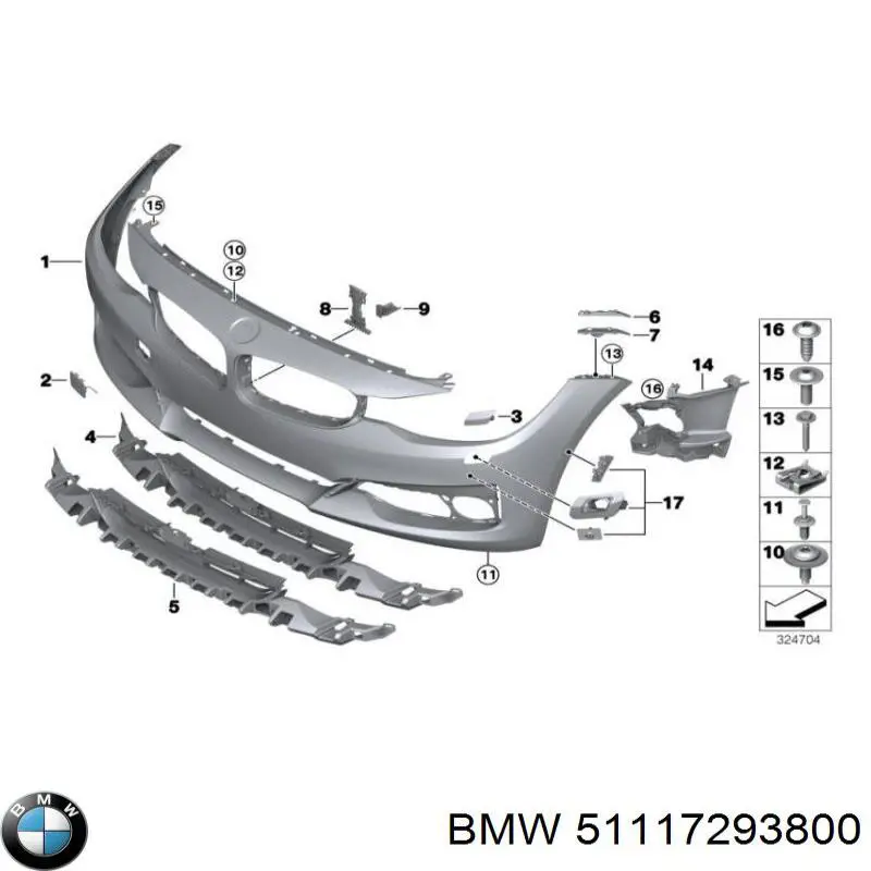 51117293800 BMW Consola de fixação das luzes de nevoeiro direitas