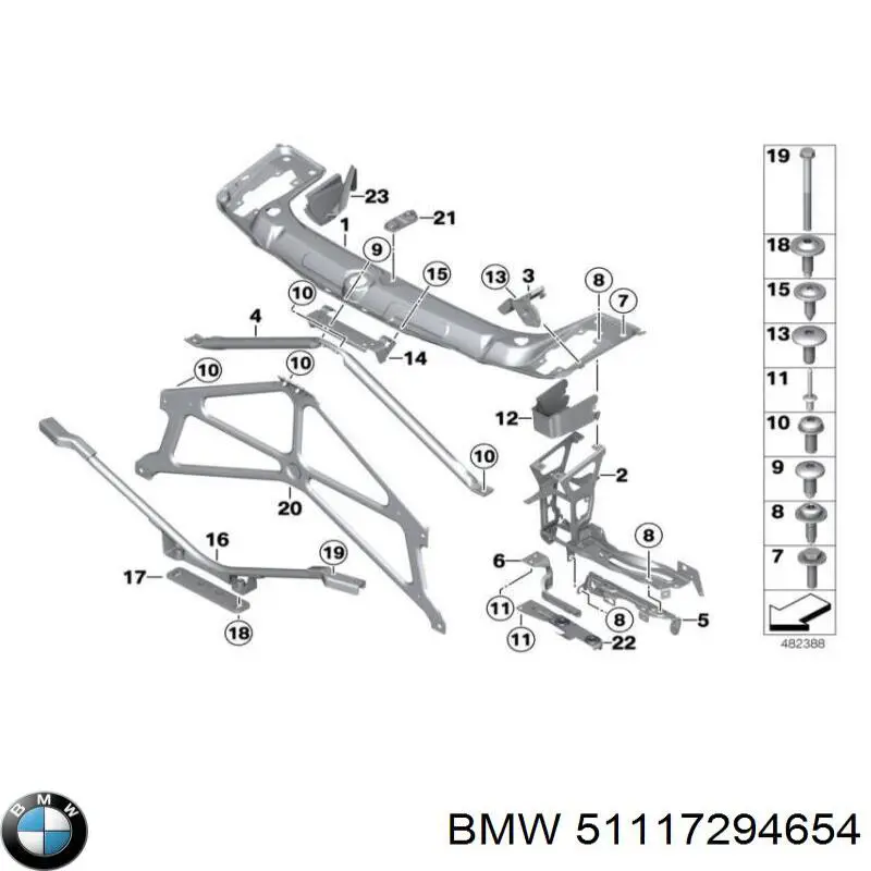 Consola dianteira de fixação do pára-lama dianteiro direito BMW 51117294654 preço, a partir de 60,42 USD