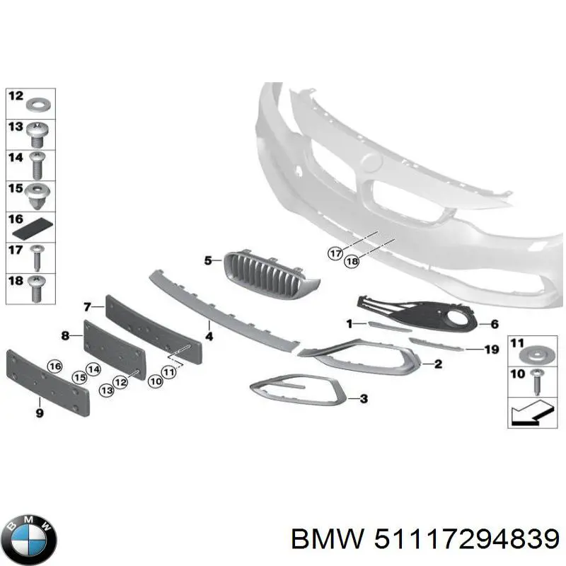 51117294839 BMW Borda (orla) das luzes de nevoeiro esquerda