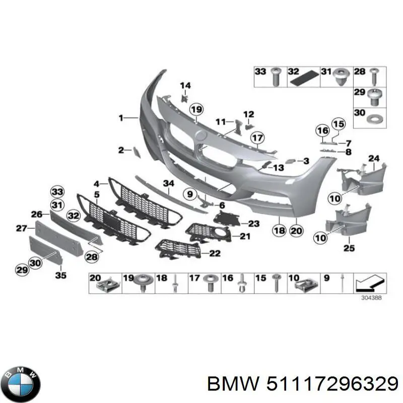 51117296329 BMW Consola do pára-choque dianteiro