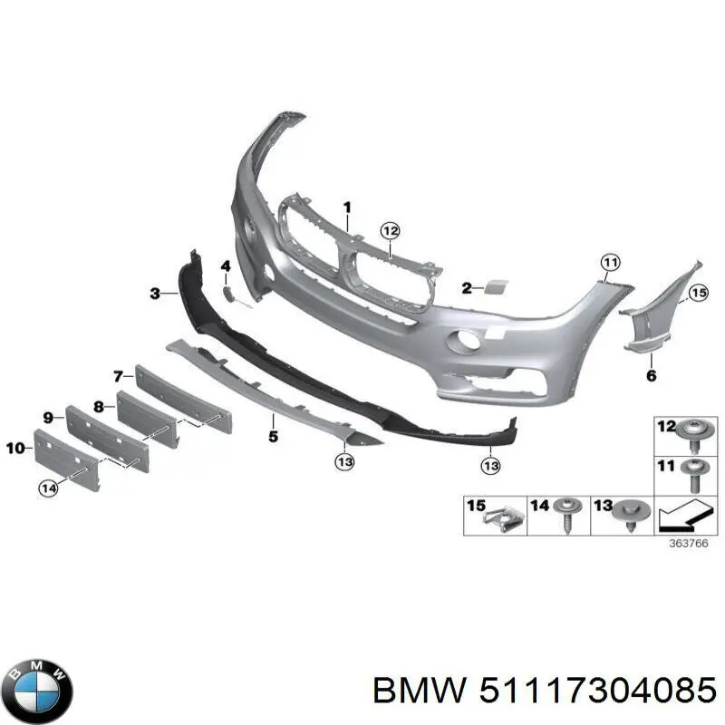 51117304085 BMW Painel de fixação de matrícula dianteira