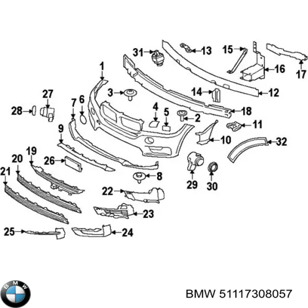 51117308057 BMW Barra separadora esquerda das vigas dianteiras de suspensão