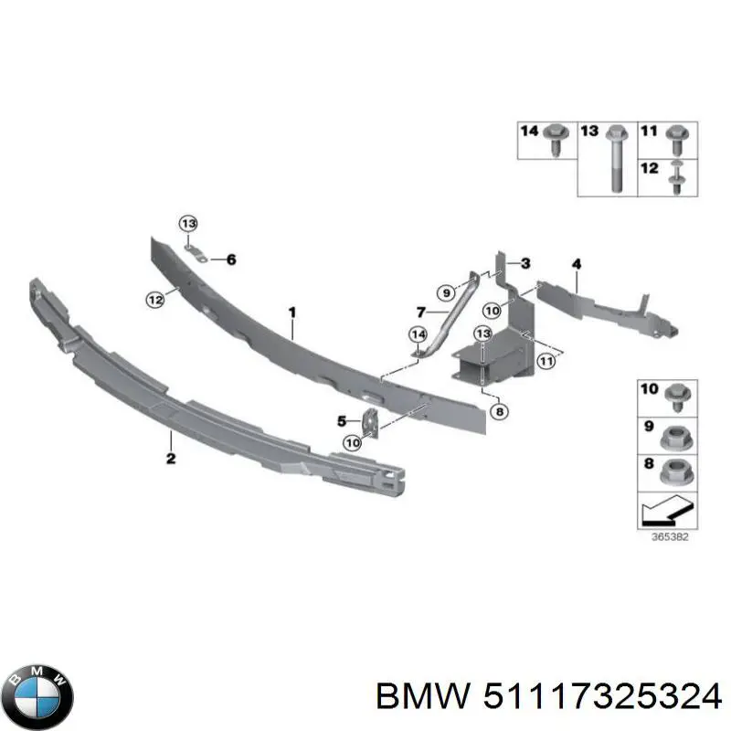 51117325324 BMW Consola do pára-choque dianteiro direito