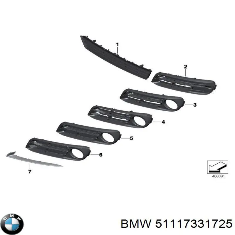 51117331725 BMW Grelha central do pára-choque dianteiro