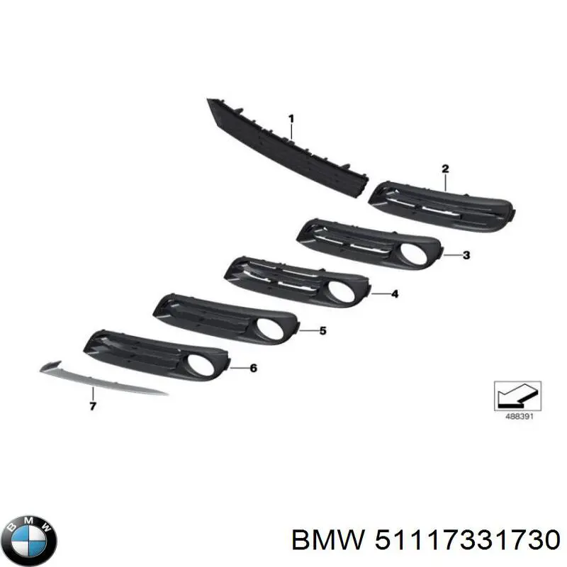 Tampão (grelha) das luzes de nevoeiro do pára-choque dianteiro direito BMW 51117331730 preço, a partir de 37,02 USD