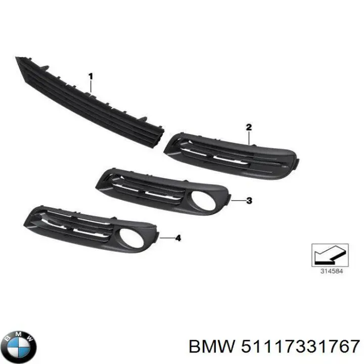 51117331767 BMW Moldura esquerda do pára-choque dianteiro
