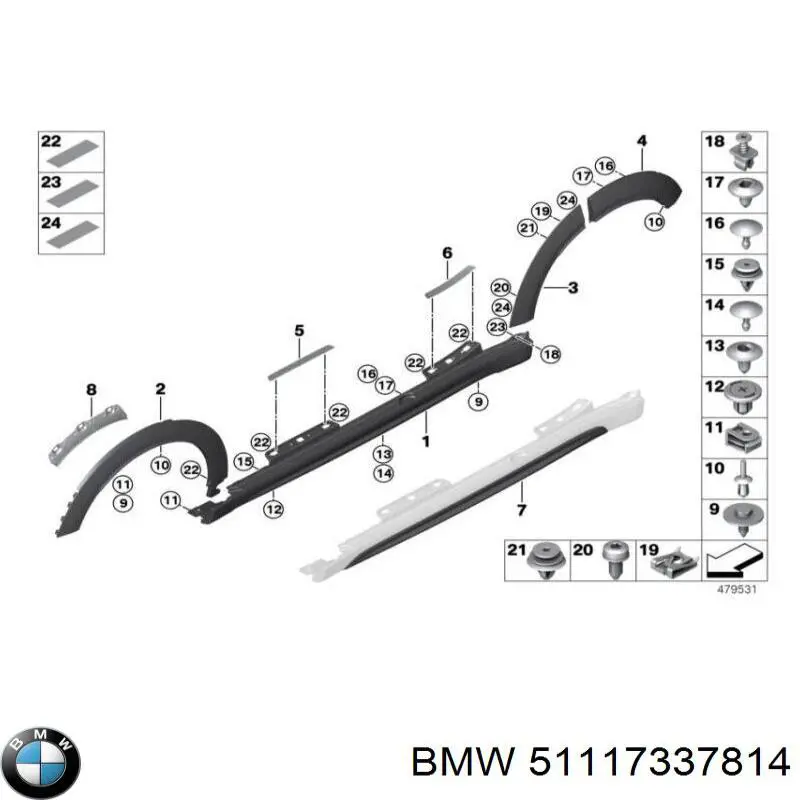 51117337814 BMW Spoiler direito do pára-choque dianteiro