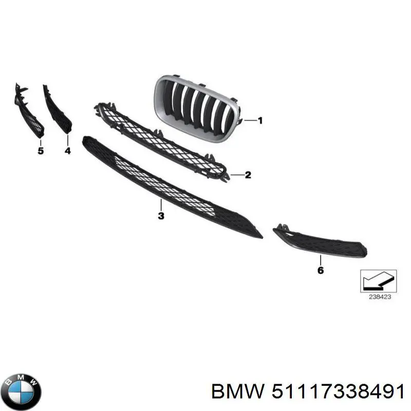 Grelha central do pára-choque dianteiro BMW 51117338491 preço, a partir de 103,78 USD