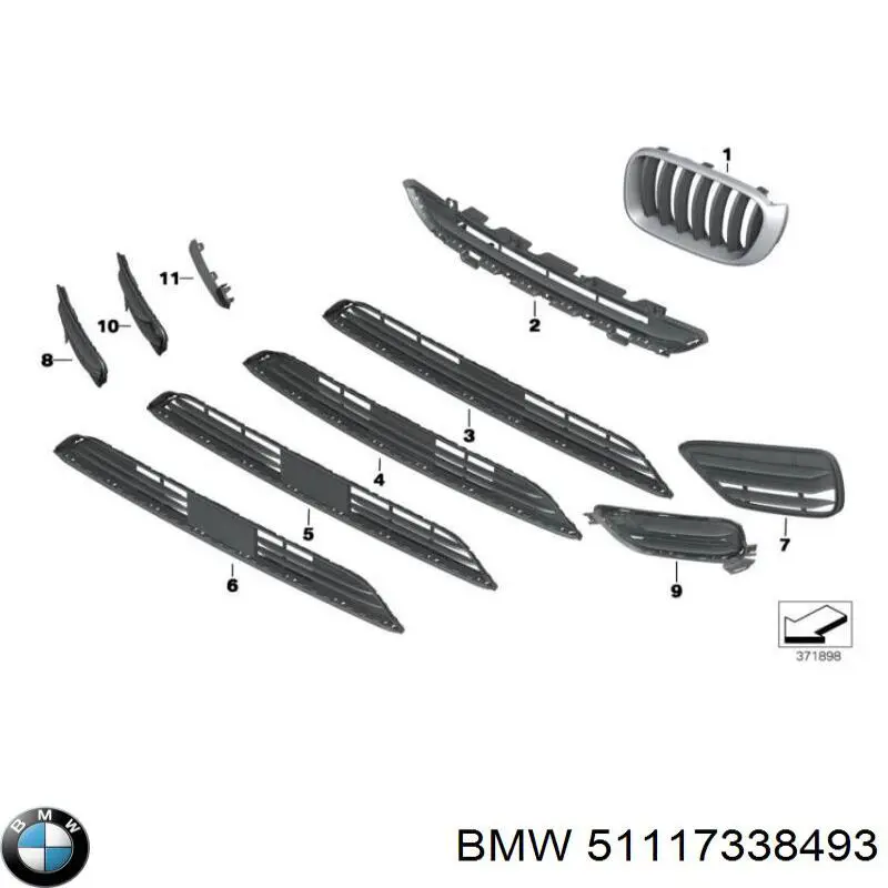 51117338493 BMW Grelha superior do pára-choque dianteiro