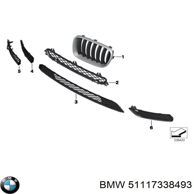 Grelha superior do pára-choque dianteiro BMW 51117338493 preço, a partir de 67,77 USD