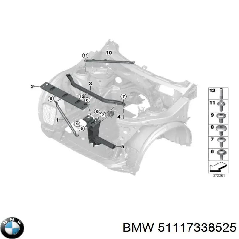 7338525 BMW Absorvedor (enchido) do pára-choque dianteiro