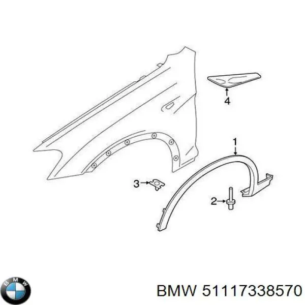 Placa sobreposta do pára-lama dianteiro direito BMW 51117338570 preço, a partir de 19,14 USD
