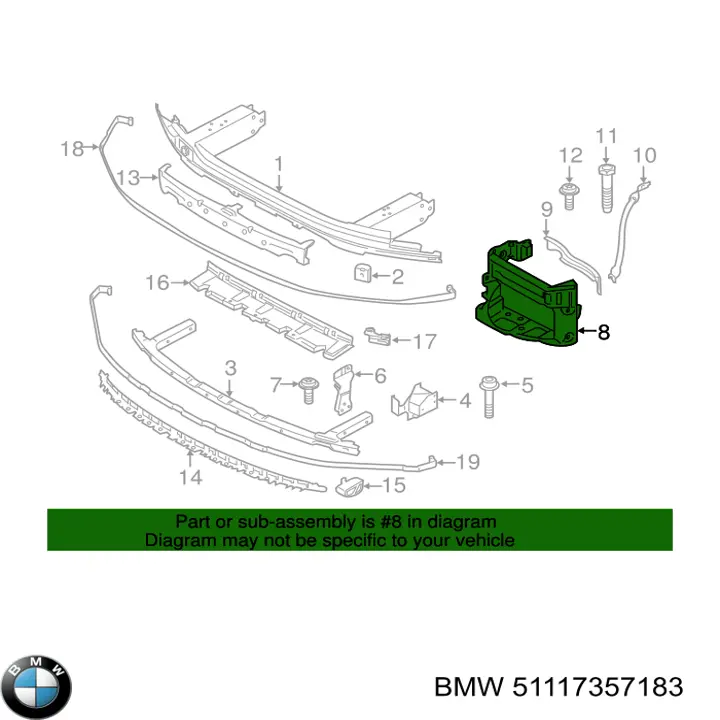 Suporte esquerdo do radiador (painel de montagem de fixação das luzes) BMW 51117357183 preço, a partir de 291,46 USD