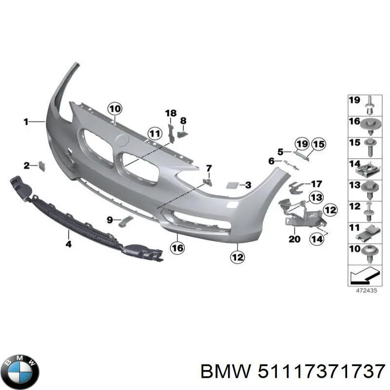 51117371737 BMW Grelha central do pára-choque dianteiro