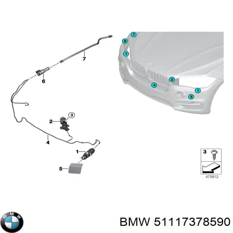 51117378590 BMW Placa sobreposta do injetor de fluido para lavador da luz dianteira
