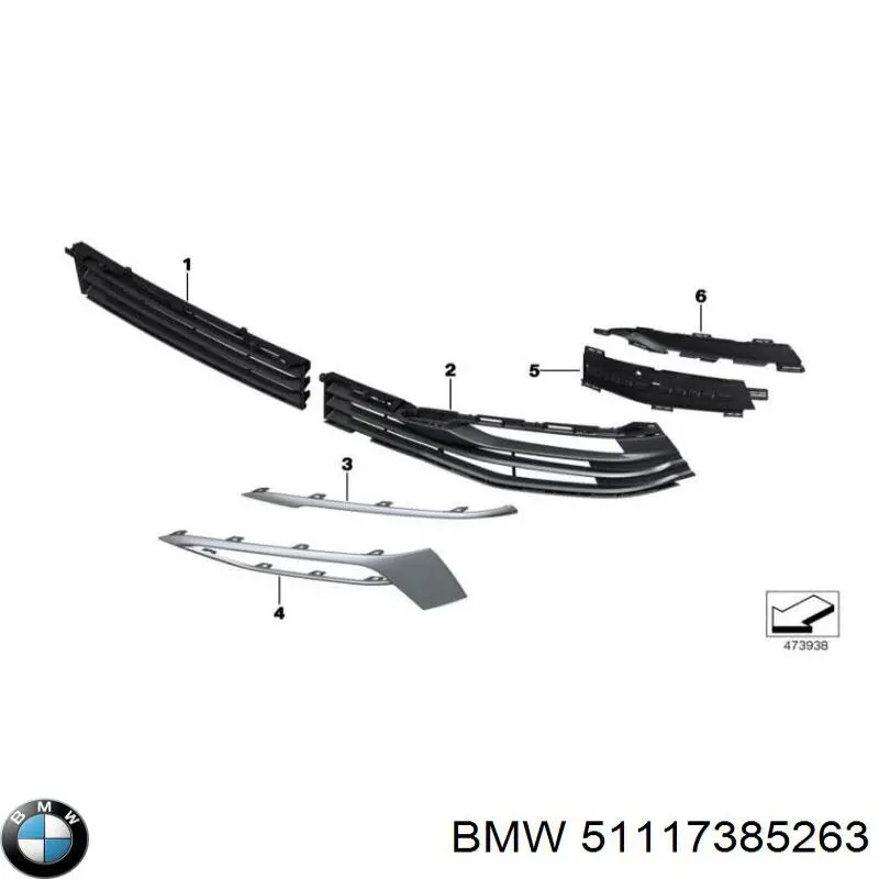 51117385263 BMW Grelha interna esquerda do pára-choque dianteiro