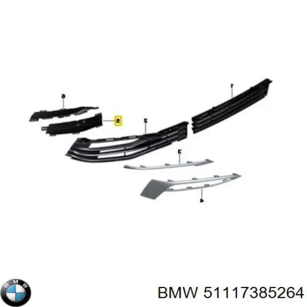 51117385264 BMW Grelha interna direita do pára-choque dianteiro