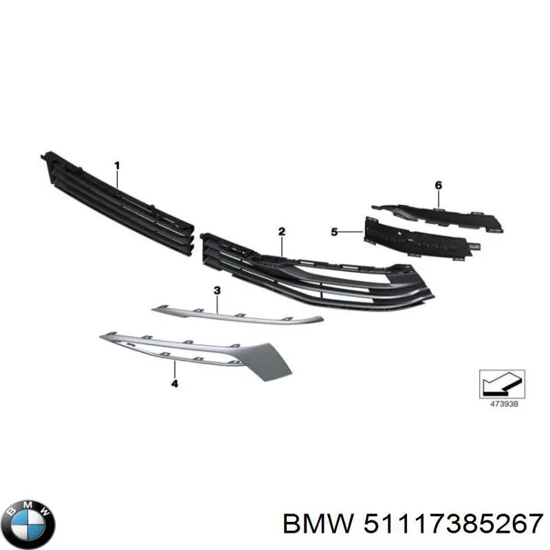 51117385267 BMW Grelha central do pára-choque dianteiro