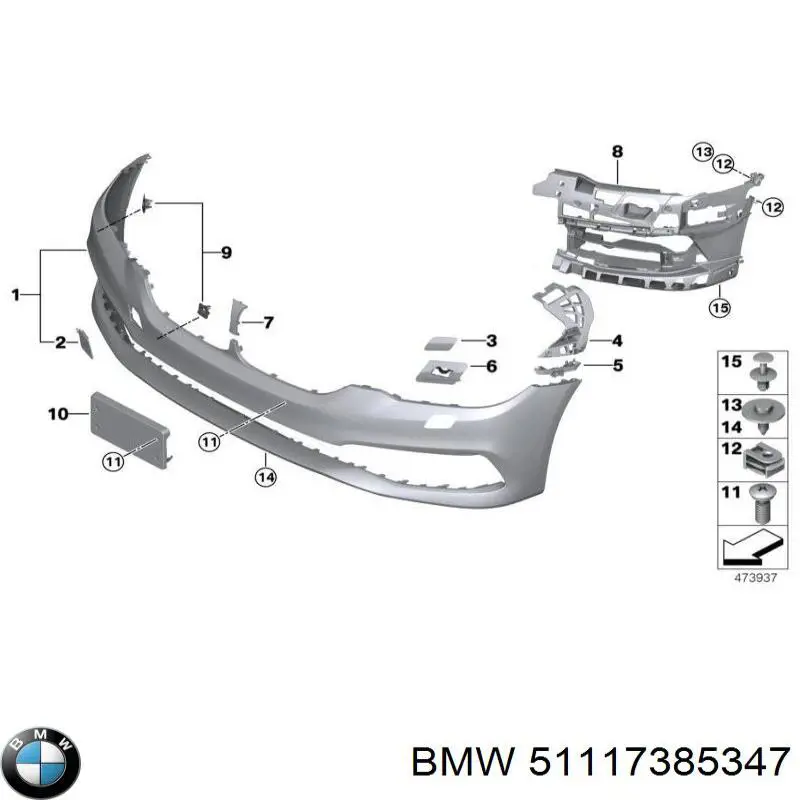 51117385347 BMW Consola do pára-choque dianteiro esquerdo
