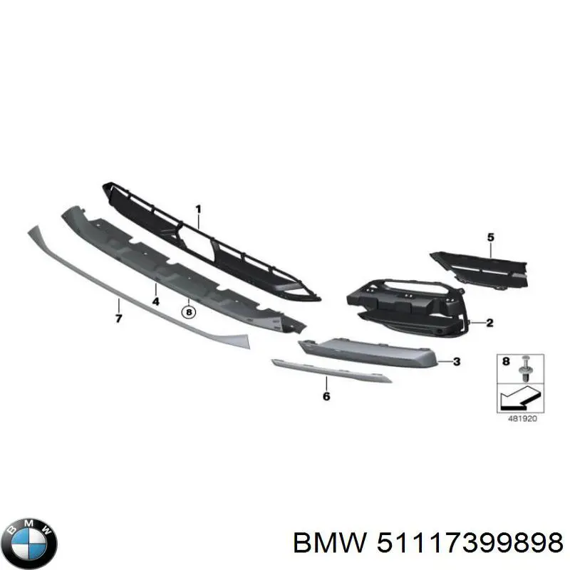 Grelha central do pára-choque dianteiro BMW 51117399898 preço, a partir de 84,06 USD