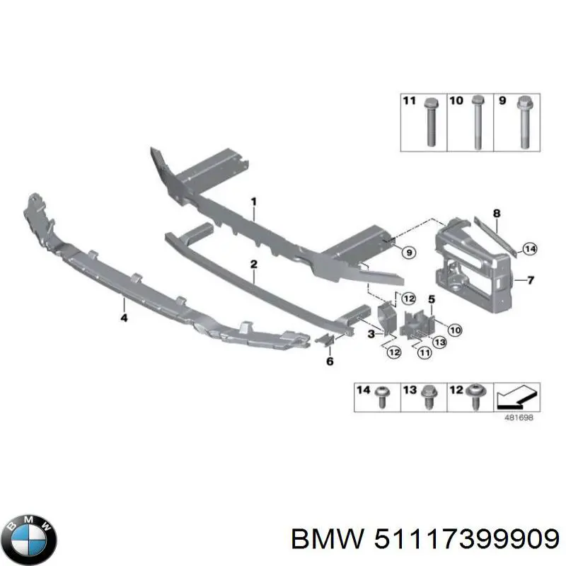 51117399909 BMW Absorvedor (enchido) do pára-choque dianteiro
