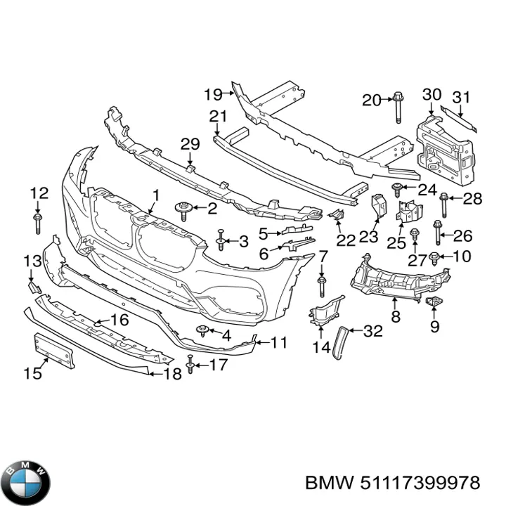 51117399978 BMW Consola de fixação das luzes de nevoeiro direitas