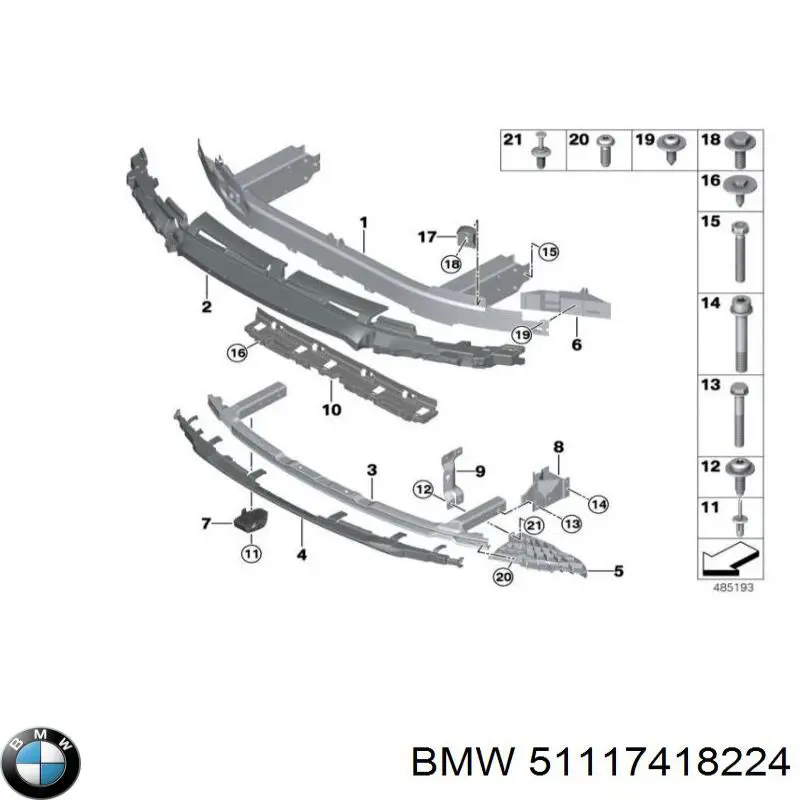51117418224 BMW Reforçador do pára-choque dianteiro