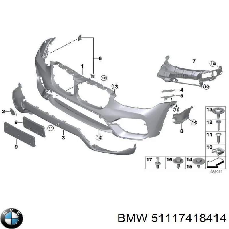 51117418414 BMW Defletor direito do pára-choque dianteiro