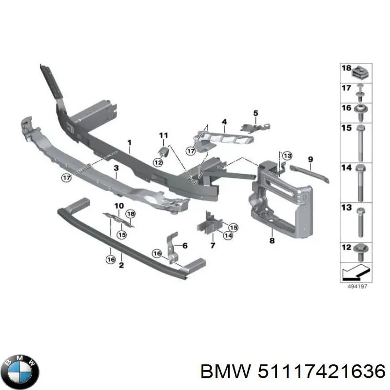 51117421636 BMW Consola de reforçador do pára-choque dianteiro