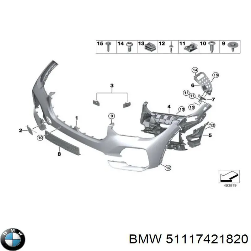 51117421820 BMW Consola de fixação das luzes de nevoeiro direitas