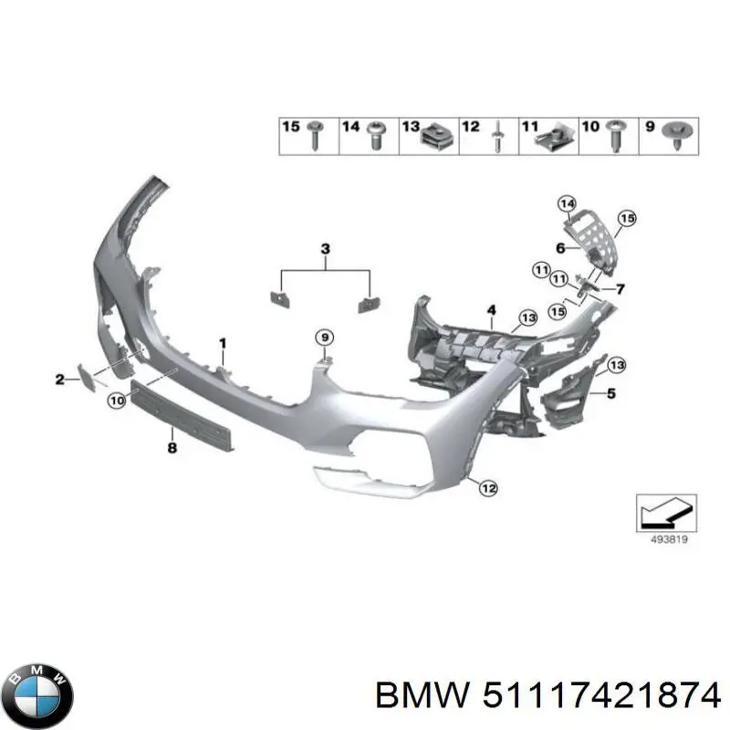 51117421874 BMW Defletor direito do pára-choque dianteiro