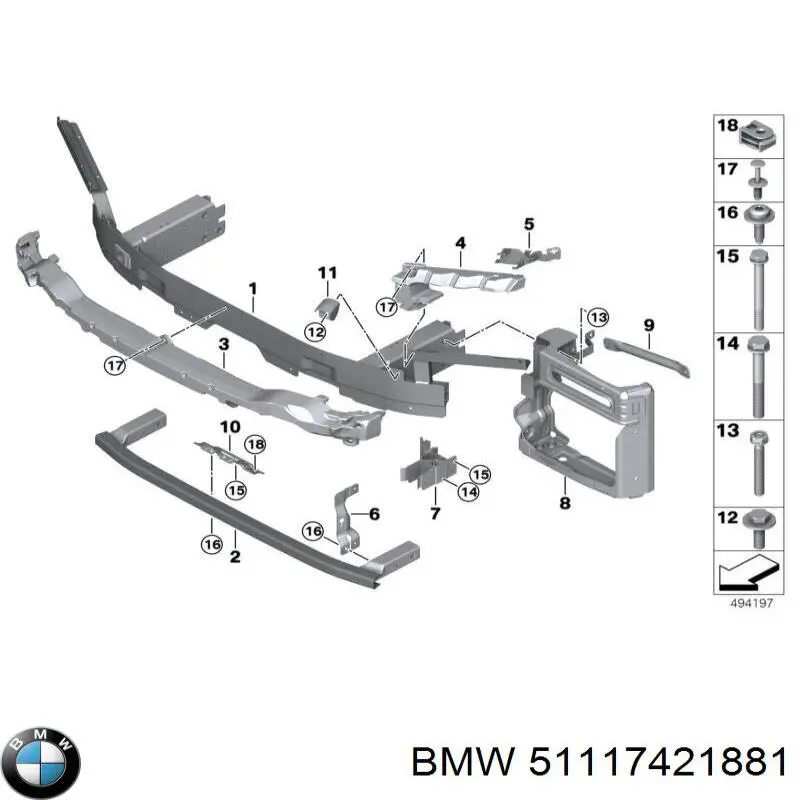 51117421881 BMW Travessa da estrutura traseira
