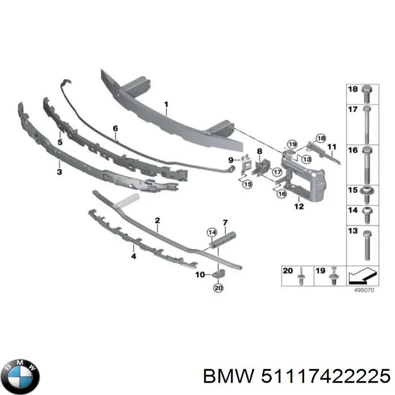 51117422225 BMW Reforçador do pára-choque dianteiro
