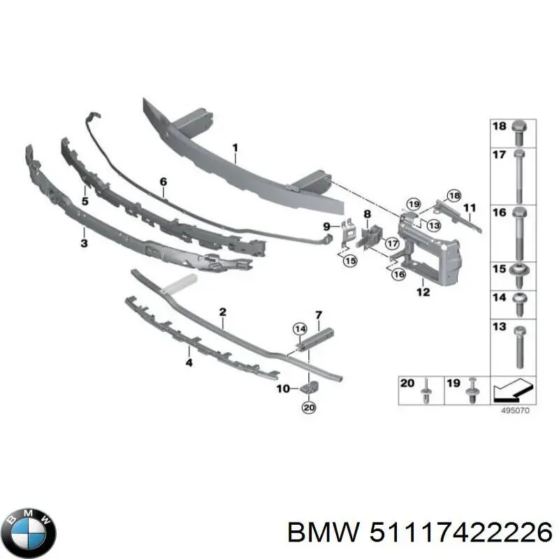 51117422226 BMW Consola de reforçador do pára-choque dianteiro